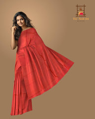 Tomato Red Self Butta Kanchipuram Silk Saree