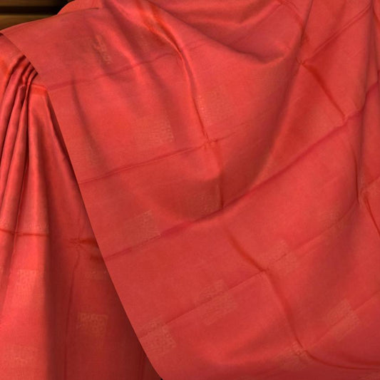Tomato Red Self Butta Kanchipuram Silk Saree