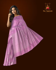 Light Pink Self Square Butta Kanchipuram Silk Saree