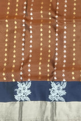 Brown & Black Vertical Zari Design Kanchipuram Silk Saree