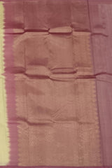 Half White & Red Large Chakra Butta Kanchipuram Silk Saree