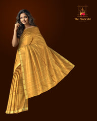 Mustard Yellow Self Plain Kanchipuram Silk Saree