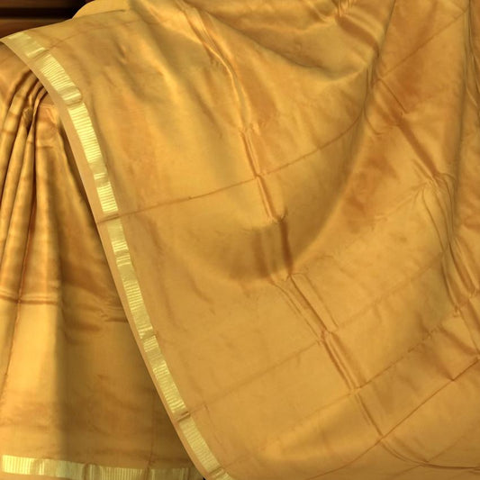 Mustard Yellow Self Plain Kanchipuram Silk Saree