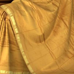 Mustard Yellow Self Plain Kanchipuram Silk Saree
