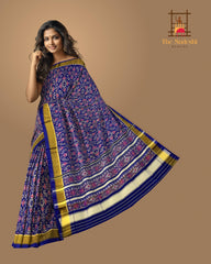 Blue with Pink Flower Rajkot Patola Saree