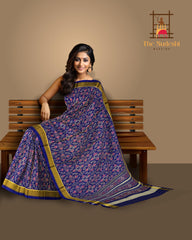 Blue with Pink Flower Rajkot Patola Saree
