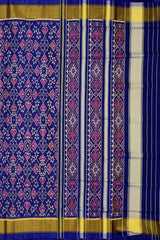 Blue with Pink Flower Rajkot Patola Saree