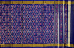 Blue with Pink Flower Rajkot Patola Saree