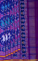 Purple Blue Violet Semi Patan Saree