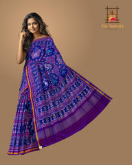 Purple Blue Violet Semi Patan Saree
