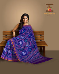Purple Blue Violet Semi Patan Saree