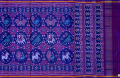 Purple Blue Violet Semi Patan Saree