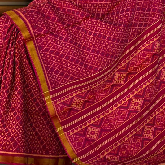 Pink Red Regular Rajkot Patola Saree