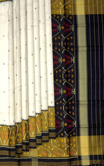 Off White Black Regular Contrast Rajkot Patola Saree