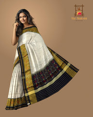 Off White Black Regular Contrast Rajkot Patola Saree