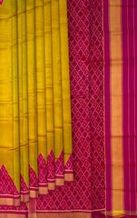 Lemon Yellow Galo Temini Patti Jari Regular Rajkot Patola Saree