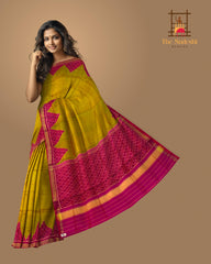 Lemon Yellow Galo Temini Patti Jari Regular Rajkot Patola Saree