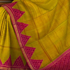Lemon Yellow Galo Temini Patti Jari Regular Rajkot Patola Saree