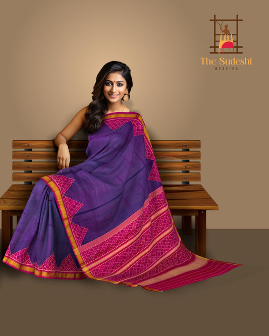 Dark Lavender Galo Temini Patti Jari Regular Rajkot Patola Saree