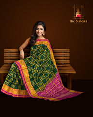 Green Check Jari Checks Saree