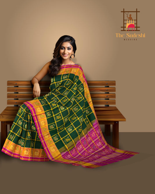 Green Check Jari Checks Saree