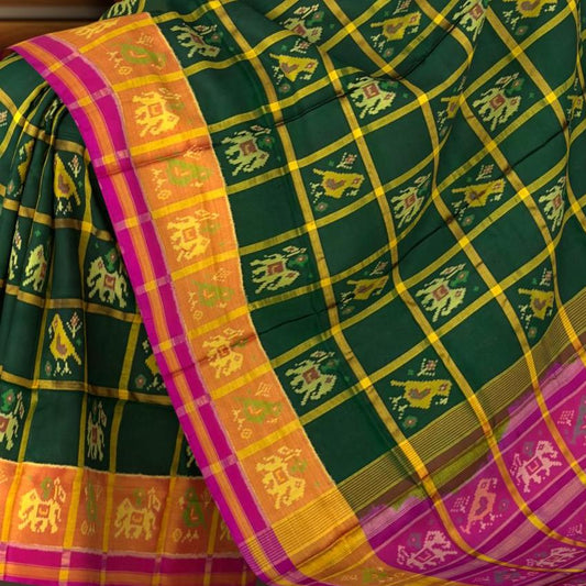 Green Check Jari Checks Saree