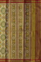 Green Brown Yellow Tissue Navratna Saree