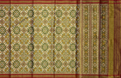 Green Brown Yellow Tissue Navratna Saree