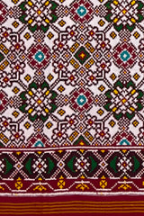 White Mixed Colors Double Ikat Navratna Saree