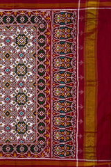 White Mixed Colors Double Ikat Navratna Saree