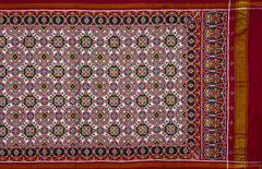 White Mixed Colors Double Ikat Navratna Saree