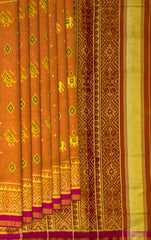 Reddish Orange Tissue Hathi Popat Saree