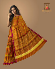 Reddish Orange Tissue Hathi Popat Saree