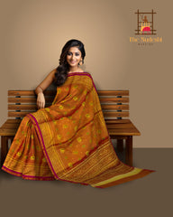 Reddish Orange Tissue Hathi Popat Saree