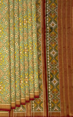 Green Tissue Full Navratna Morpinch Saree