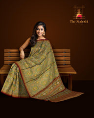 Green Tissue Full Navratna Morpinch Saree