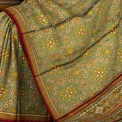 Green Tissue Full Navratna Morpinch Saree