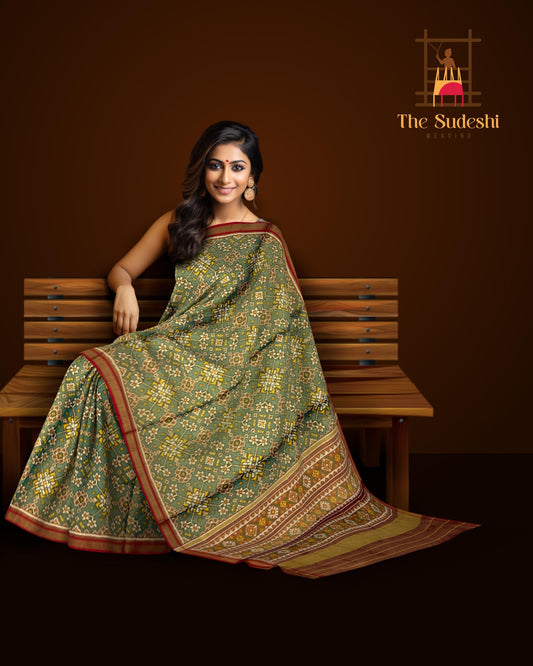 Green Tissue Full Navratna Light Green Saree