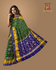 Blue Green Jari Checks Saree