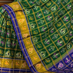 Blue Green Jari Checks Saree
