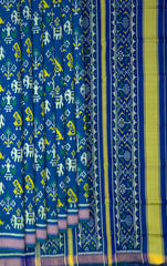 Green Blue Spaced Hathi Popat Regular Rajkot Patola Saree