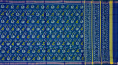 Green Blue Spaced Hathi Popat Regular Rajkot Patola Saree