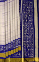 Off White Navy Tussor Galo Regular Rajkot Patola Saree