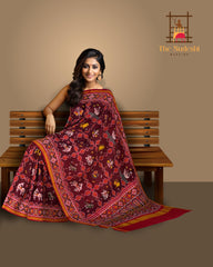 Red Coffee Maroon Semi Patan Saree
