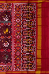 Red Coffee Maroon Semi Patan Saree