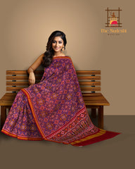 Violet Purple Navratna Semi Patan Saree