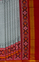 Grey White Laheriya Semi Patan Saree