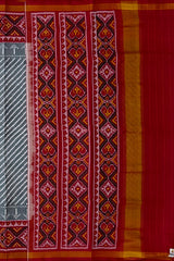 Grey White Laheriya Semi Patan Saree