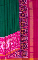 Green Pink Bottle Green Skirt Semi Patan Saree