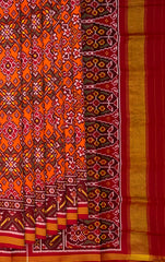 Red Orange Tal Navratna Semi Patan Saree